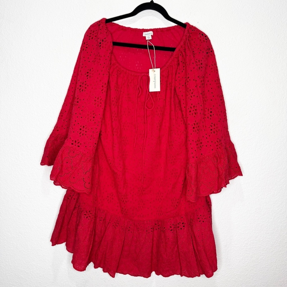 NWT Sundance Moray Dress Red Eyelet Large - Picture 3 of 5